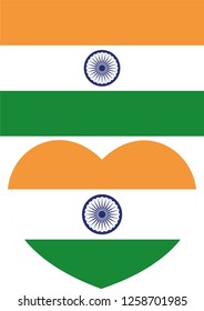 India flag, Heart vector, sticker, eps10