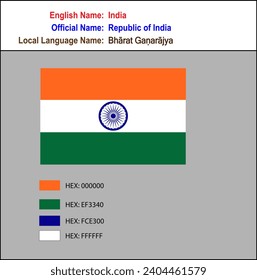 India flag with HEX coded