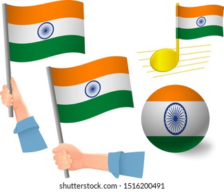 India flag icon set. National flag of India vector illustration