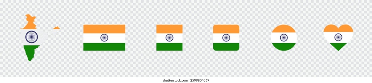 India Flag Icon Set – Vector Emblem Collection