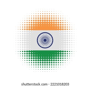 India flag icon.Round dotted flag of India.Vector.