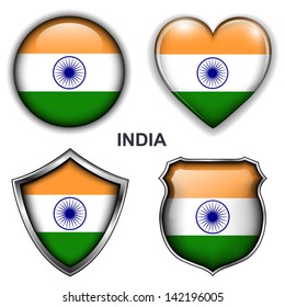India flag icons, vector buttons. 