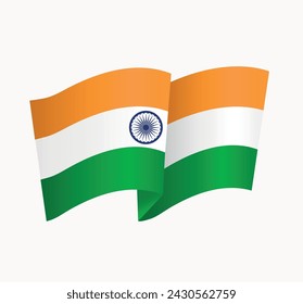 Indische Flagge isoliert auf weißem Hintergrund. Vektorgrafik