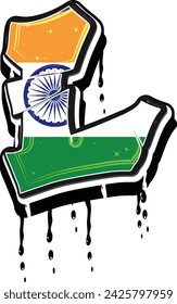 India Flag L Hand Lettering Graffiti vector template