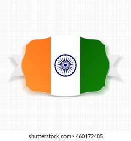 India Flag Label with Ribbon