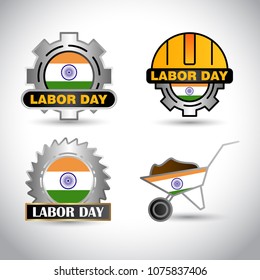 India Flag with labour day design vector