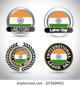 India Flag with labour day design vector