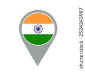 india flag location pin, flag application, Flag on Location Pin, graphic design, map pointer, vector illustration.