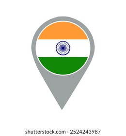 india flag location pin, flag application, Flag on Location Pin, graphic design, map pointer, vector illustration.