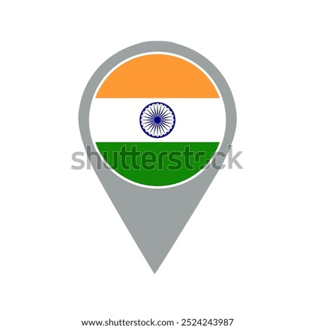 india flag location pin, flag application, Flag on Location Pin, graphic design, map pointer, vector illustration.