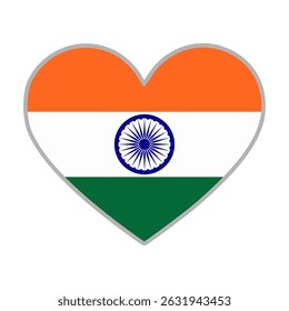India flag. India love flag. India flag in heart shape. Love symbol. Vector illustration