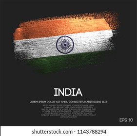 India Flag Made of Glitter Sparkle Brush Paint Vector