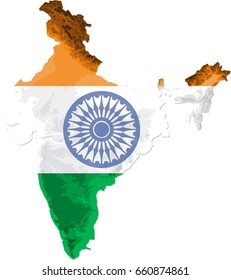 India Flag Map Stock Vector (Royalty Free) 660874861 | Shutterstock