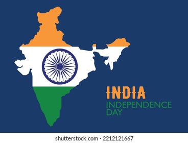Bandera de la India con mapa de la india. Día de la Independencia. Ilustración del vector