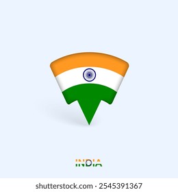 India Flag Map Pointer Design with Shadow. Vector illustrator.