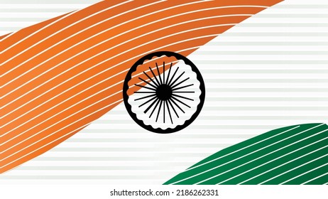 india flag, modern concept vector illustration background, orange green, white color with wheel symbol flag, 15 august, happy independence day