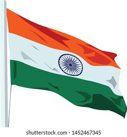 India, Flag, National, 15th august, Independence day, indian flag, tri color, ashok chakra, orange, white, green, blue, waving flag