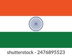 India flag, official colors and proportion correctly. National India flag. Vector illustration.