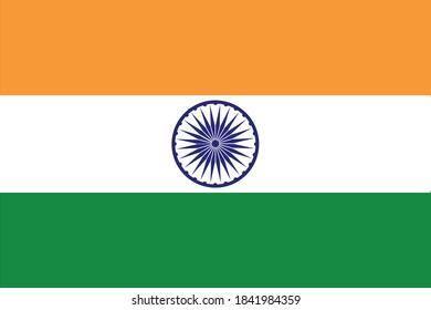 India flag, official colors and proportion correctly. National India flag. Vector illustration. 