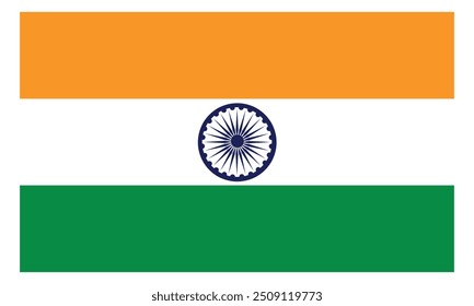 Bandeira da Índia, cores oficiais e proporção corretamente. Bandeira nacional da Índia. Ilustração vetorial. EPS10