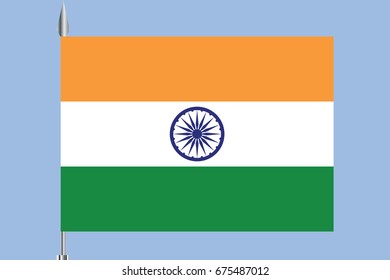 India flag, official colors and proportion correctly. National India flag. Vector illustration. EPS10.