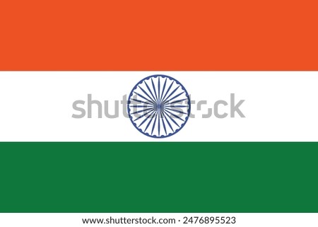 India flag, official colors and proportion correctly. National India flag. Vector illustration.