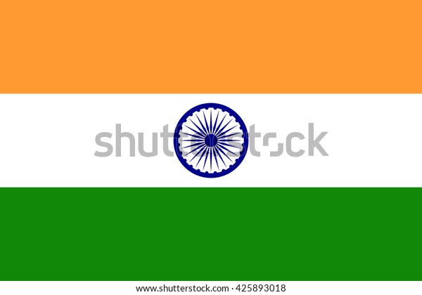 India flag, official\
colors and proportion correctly. National India flag. Vector\
illustration. EPS10.