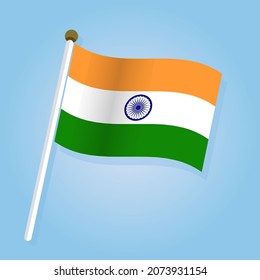Bandera de la India sobre fondo azul, ilustración vectorial