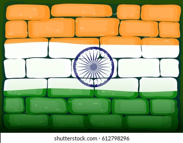 Bandera de la India en ilustración de ladrillo