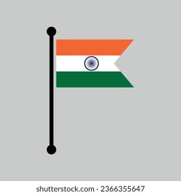 india flag on the flagpole, indian national symbol, vector illustration