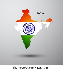 India Flag On Map Of Country