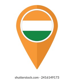 India flag on map pinpoint icon isolated. Flag of India