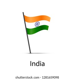 India flag on pole, infographic element on white