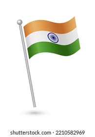 India flag on pole waving in the wind vector illustration