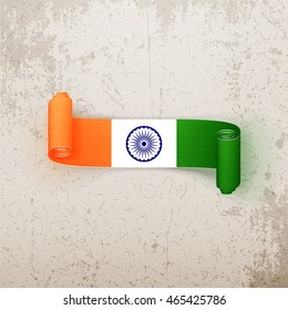 India Flag on realistic curved Tag