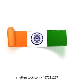 India Flag on realistic scroll textile Ribbon