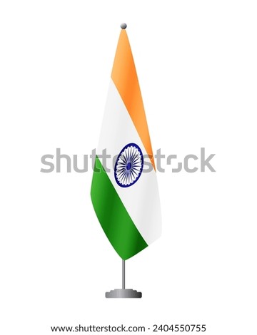 India flag on flag stand for official meetings, transparent background, vector