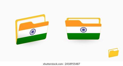 India flag on two type of folder icon. Vector illustration.