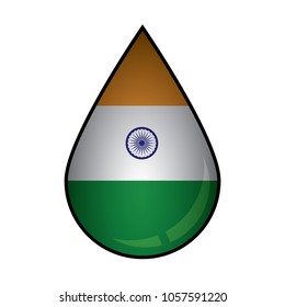 The india flag painted on 3D water drop
