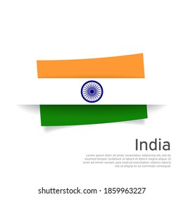 India flag in paper cut style. Creative background for patriotic holiday card design. National Poster. State Indian patriotic cover, flyer. Vector tricolor design