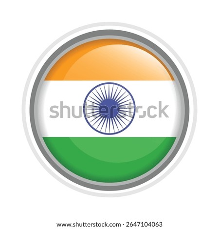 India Flag Pin Icon Glossy Round Indian National Emblem Vector