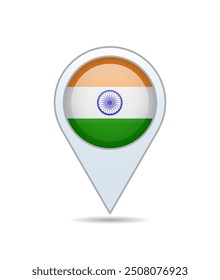 India - flag pin for map. Vector illustration.