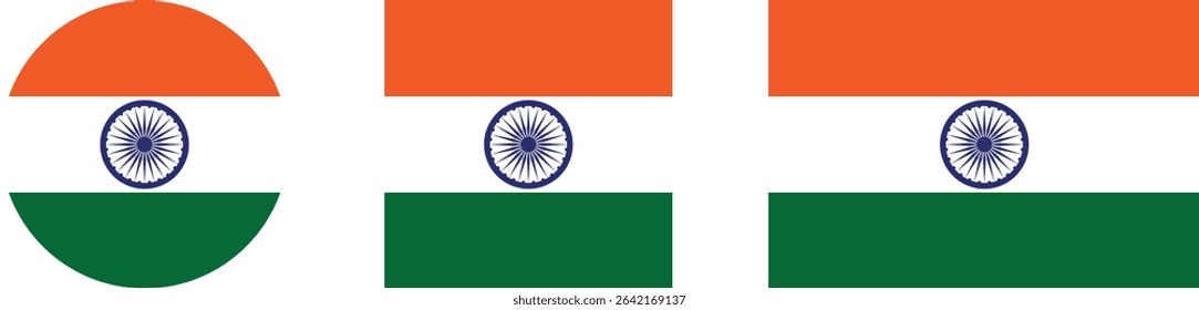 India flag PNG vector. India square and round icon isolated on transparent PNG background. India flag icon.