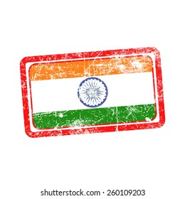 india flag red grunge rubber stamp vector illustration
