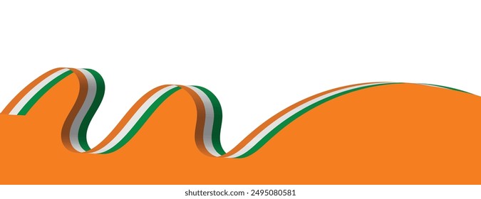 India Flag Ribbon for banner, web, flyer brochure, ireland flag banner