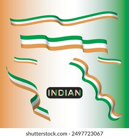 India flag ribbon wavy abstract background, Flag of India, 15th of August, National symbol