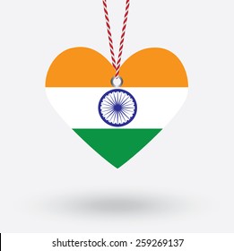 India flag in the shape of a heart with hang tags