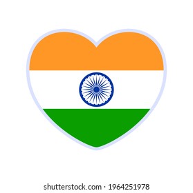 india flag in a shape of heart. Icon flat heart symbol of love on the background national flag. Vector illustration.