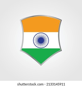 India Flag with Shield Frame. National Flag