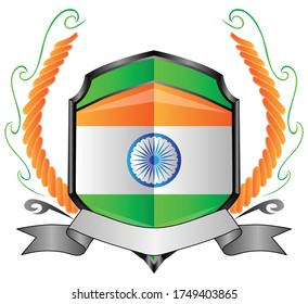 India flag with in shield protection 